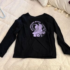 Cat & Jack Black Long Sleeve Tee with Purple Graphic